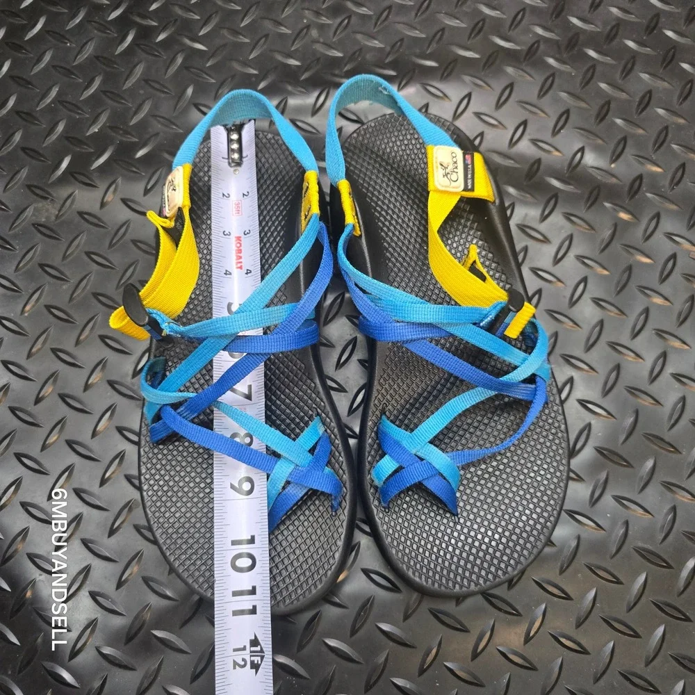 Chaco Z2 Colorado Sandals Mens 10 Blue Yellow Vibram Made in USA Hiking Strappy